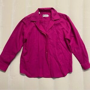Vintage George Straith Women’s Button Up Shirt Size 10 Canada 100% Wool Magenta